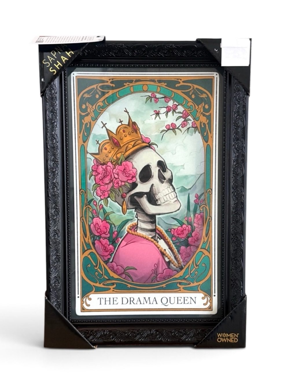 Sapna Shah "The Drama Queen" Framed Art Wall Print Tarot Card Black Frame